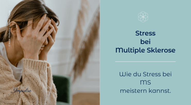 Verzweifelte Frau. Text: Stress bei MS - Wie du Stress bei MS meistern kannst.
